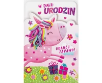Harmony Card with Coloring Book, Birthday, Rhinoceros, 11,5x16,5 cm